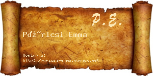 Páricsi Emma névjegykártya